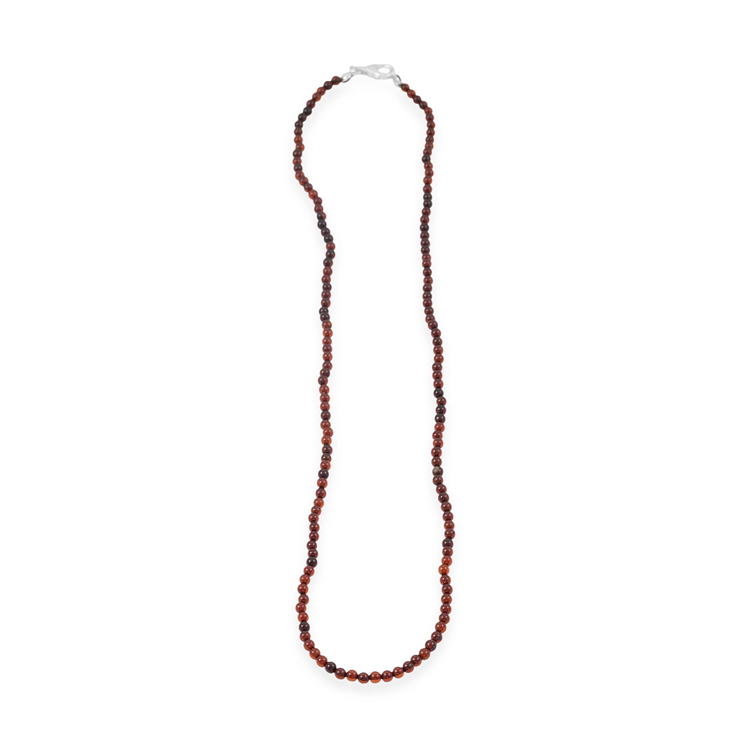 Cherry Amber Beaded Necklace (20 Inches) in Sterling Silver
