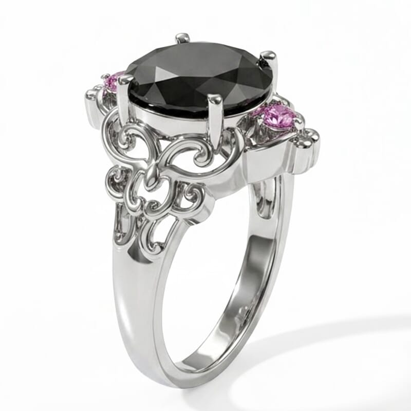 EverTrue Elite Shungite and Orissa Rhodolite Garnet 3.00 ctw Solitaire Ring in Stainless Steel (Size 6.0)