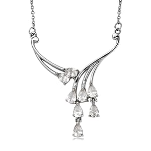 EverTrue Lab Created White Sapphire 4.35 ctw Necklace in Stainless Steel 18 Inches