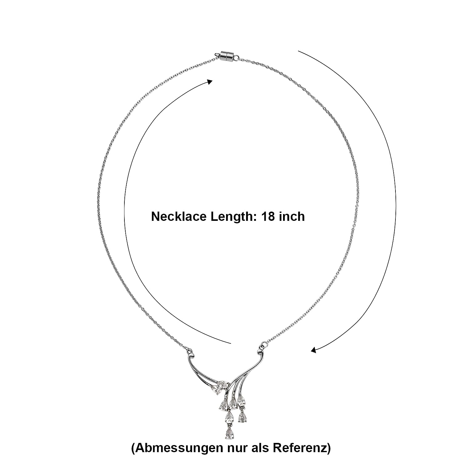 EverTrue Lab Created White Sapphire 4.35 ctw Necklace in Stainless Steel 18 Inches