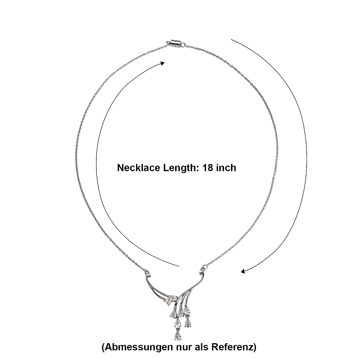 EverTrue Lab Created White Sapphire 4.35 ctw Necklace in Stainless Steel 18 Inches image number 3