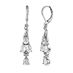 EverTrue Lab Created White Sapphire 4.40 ctw Earrings in Stainless Steel