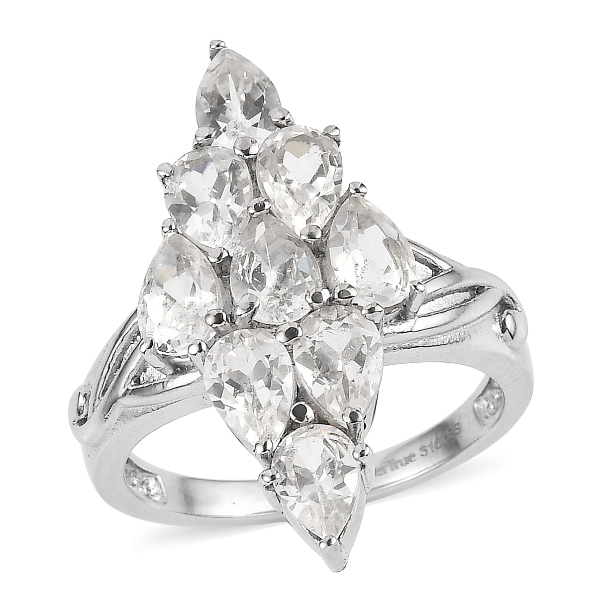 EverTrue Lab Created White Sapphire 4.90 ctw Ring Stainless Steel (Size 7.0)