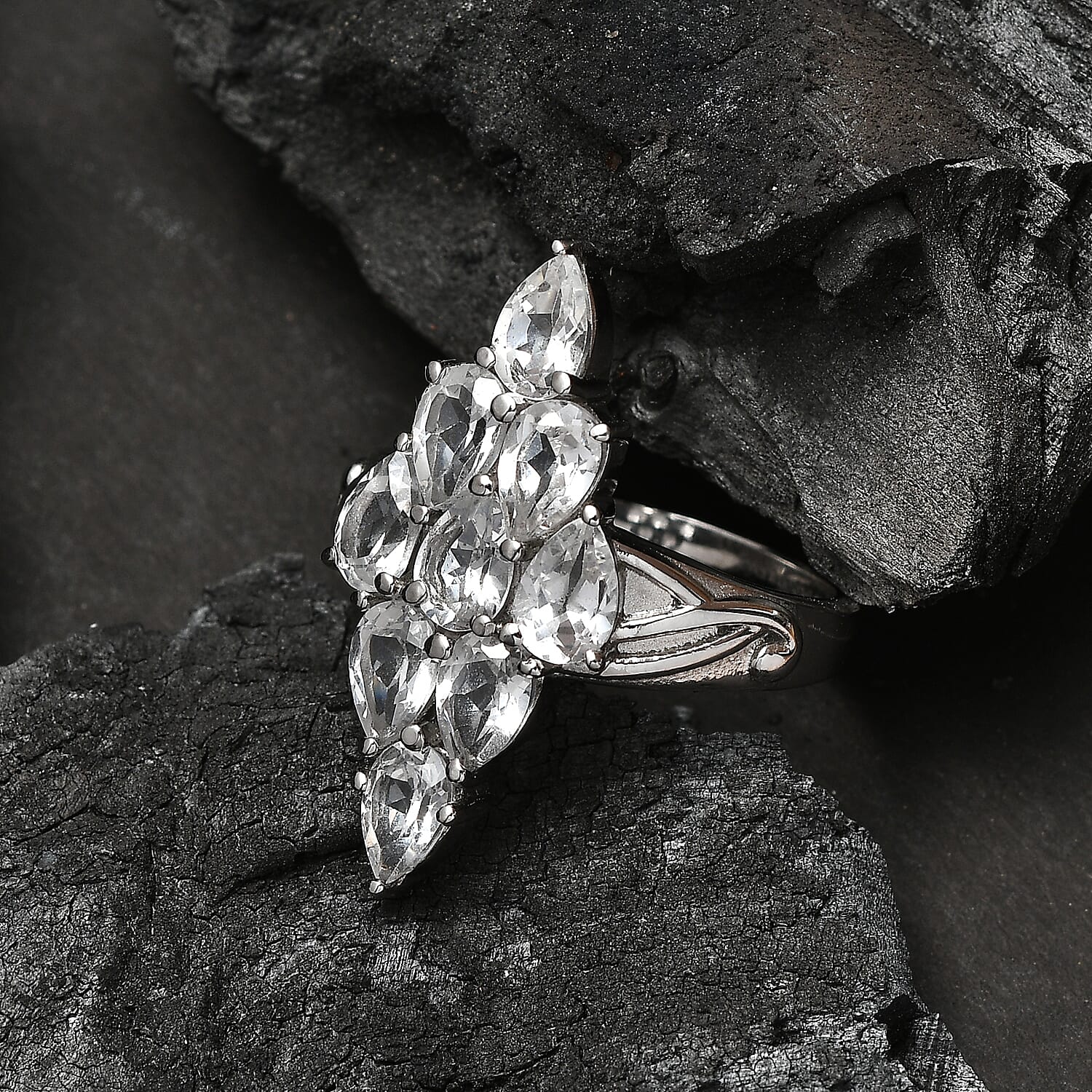 EverTrue Lab Created White Sapphire 4.90 ctw Ring Stainless Steel (Size 8.0)