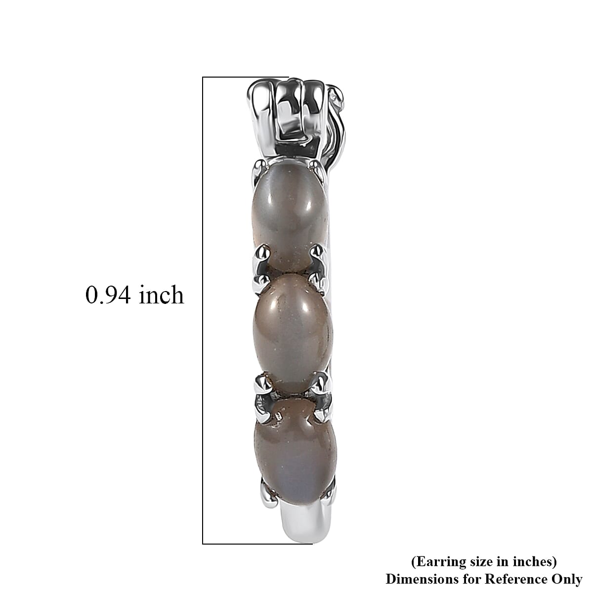 EverTrue Grey Moonstone 1.55 ctw Hoop Earrings in Stainless Steel