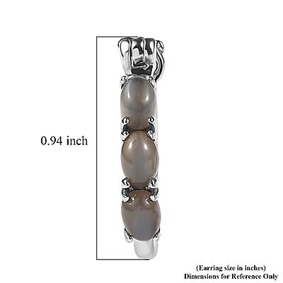 EverTrue Grey Moonstone 1.55 ctw Hoop Earrings in Stainless Steel