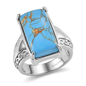 EverTrue Mojave Blue Turquoise 10.10 ctw Ring in Stainless Steel (Size 6.0)