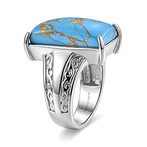 EverTrue Mojave Blue Turquoise 10.10 ctw Ring in Stainless Steel (Size 7.0)