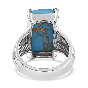 EverTrue Mojave Blue Turquoise Ring in Stainless Steel (Size 8.0) 10.10 ctw