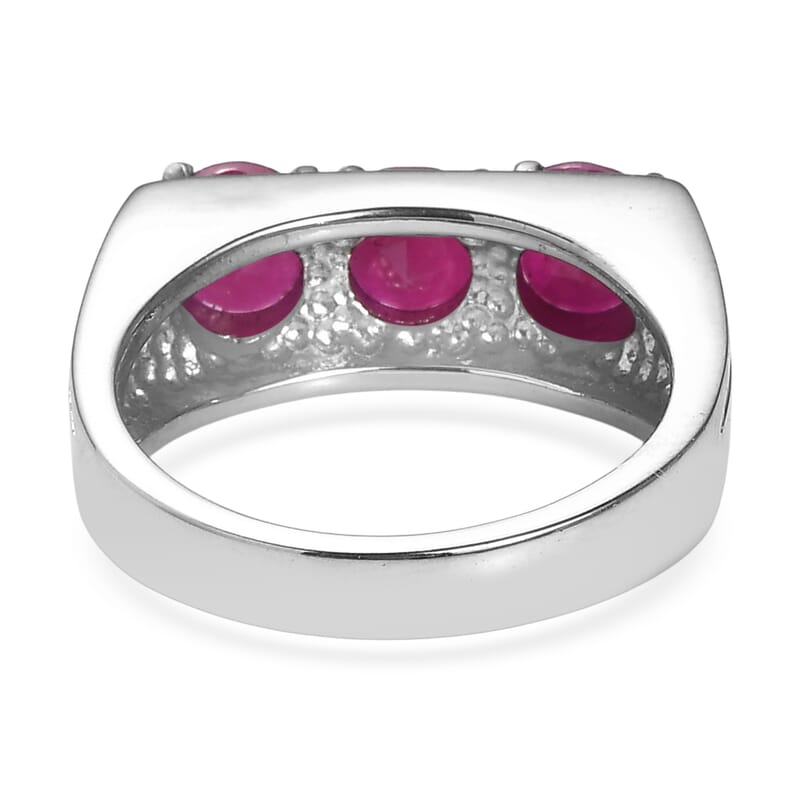 EverTrue Niassa Ruby (FF) 3.50 ctw Men's Ring in Stainless Steel (Size 9.0)