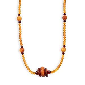 Baltic Amber Beaded Necklace in Sterling Silver (21 Inches)