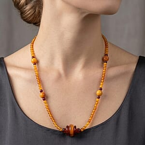 Baltic Amber Beaded Necklace in Sterling Silver (21 Inches)