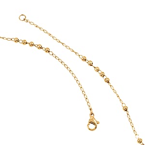 Heart Necklace with Cross Charm (24 Inches) in ION Plated YG Stainless Steel