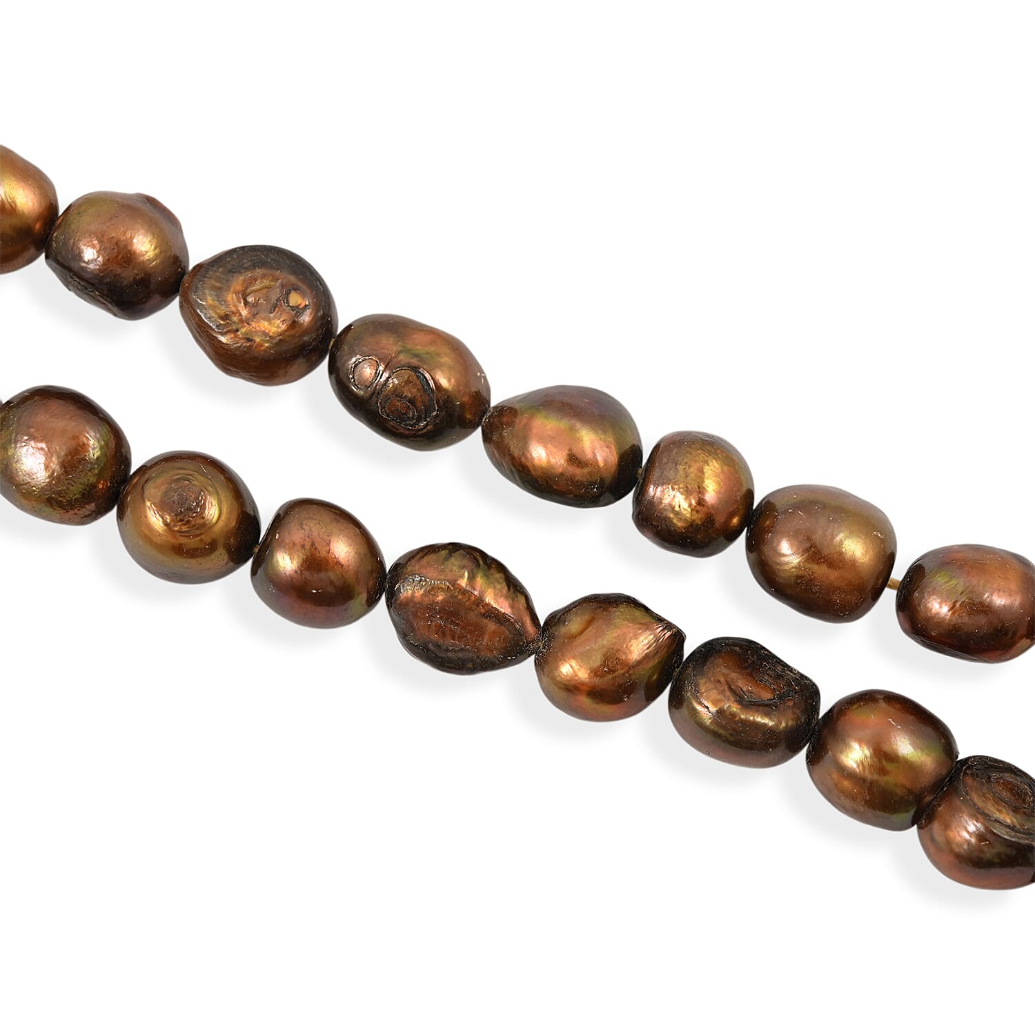 Champagne Flat Heshi Pearl Round Necklace (18 Inches)