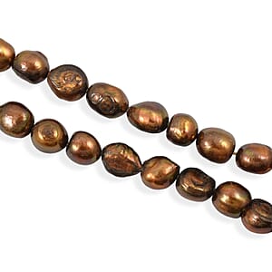 Champagne Flat Heshi Pearl Round Necklace (18 Inches)