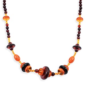 Baltic Amber Beaded Necklace in Sterling Silver (22 Inches)