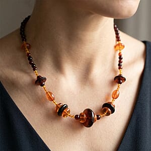 Baltic Amber Beaded Necklace in Sterling Silver (22 Inches)