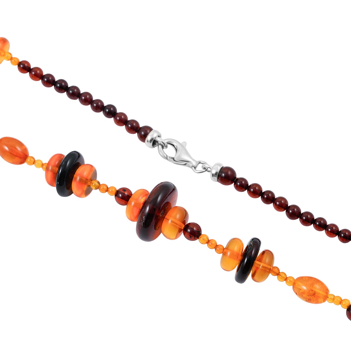 Baltic Amber Beaded Necklace in Sterling Silver (22 Inches) image number 3