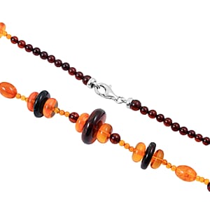 Baltic Amber Beaded Necklace in Sterling Silver (22 Inches)