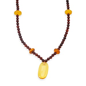 Baltic Amber Beaded Necklace in Sterling Silver (22 Inches)