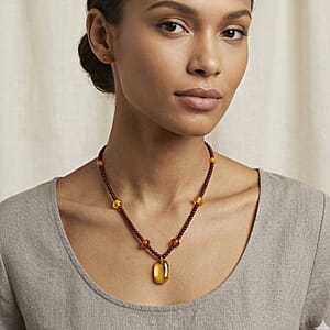 Baltic Amber Beaded Necklace in Sterling Silver (22 Inches)