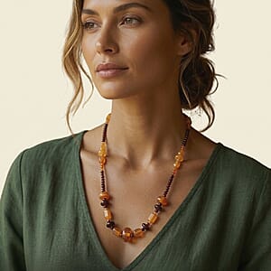 Baltic Amber Beaded Necklace in Sterling Silver (22 Inches)