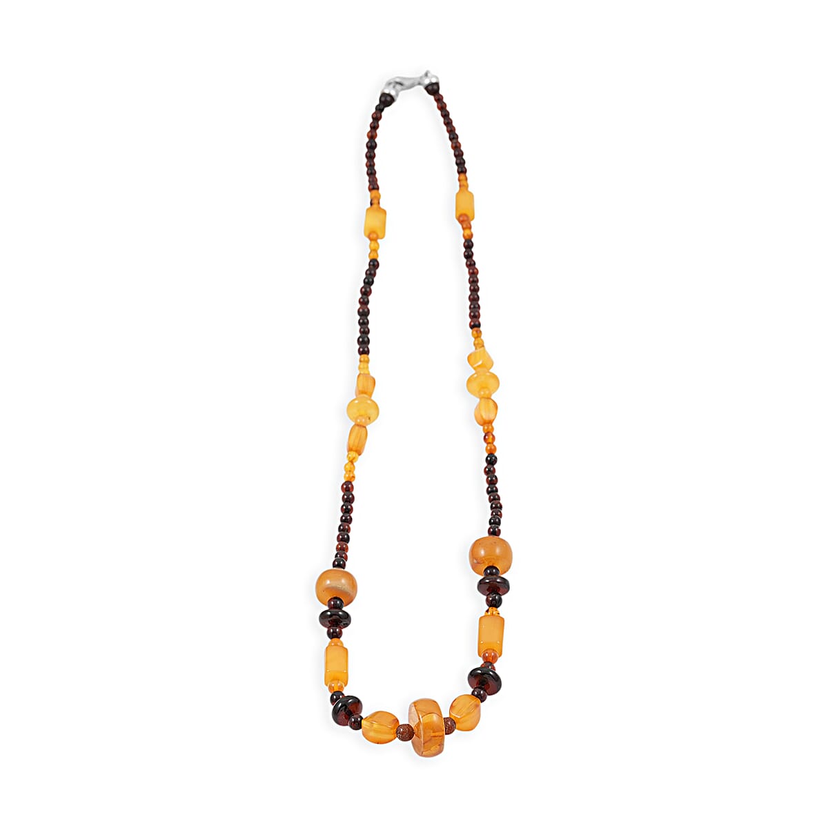 Baltic Amber Beaded Necklace in Sterling Silver (22 Inches) image number 4