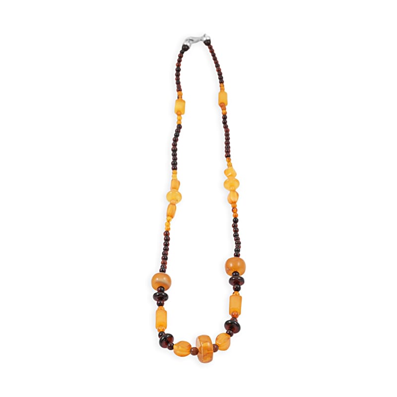 Baltic Amber Beaded Necklace in Sterling Silver (22 Inches)