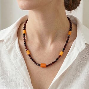 Baltic Amber Beaded Necklace in Sterling Silver (22 Inches)