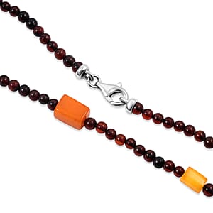 Baltic Amber Beaded Necklace in Sterling Silver (22 Inches)