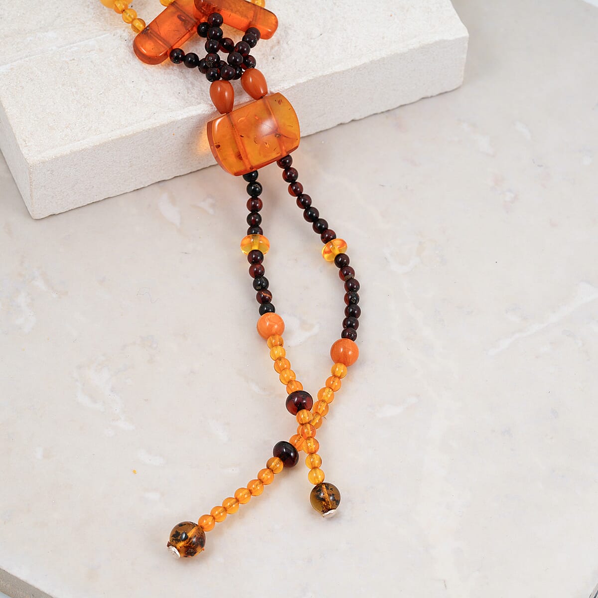 Baltic Amber Beaded Necklace in Sterling Silver (22 Inches) image number 1