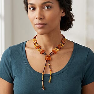 Baltic Amber Beaded Necklace in Sterling Silver (22 Inches)