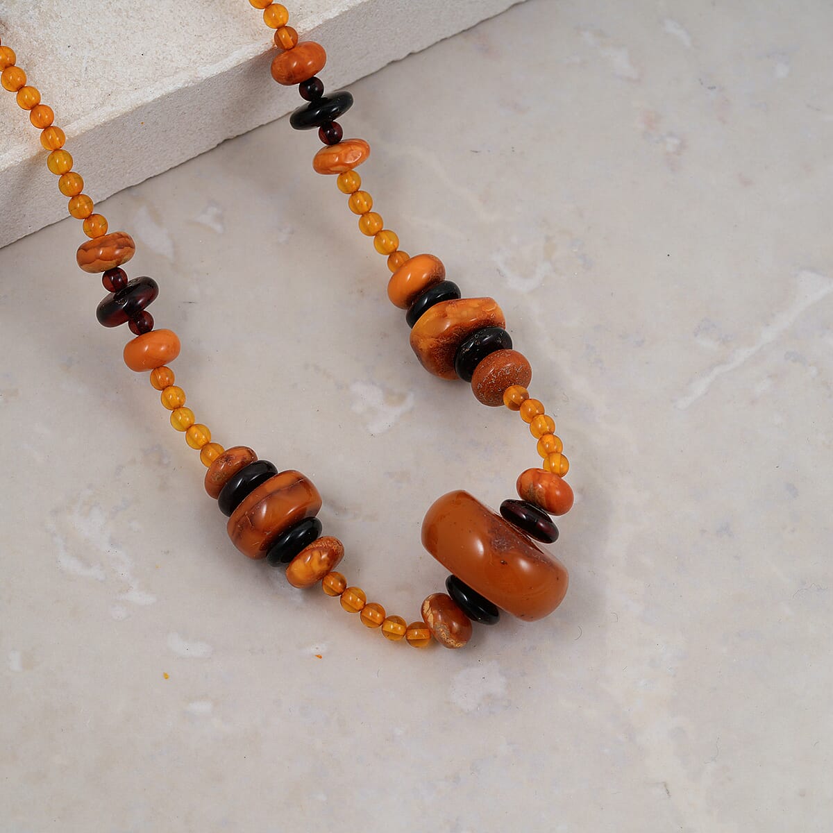 Baltic Amber Beaded Necklace in Sterling Silver (22 Inches) image number 1