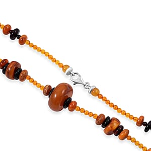 Baltic Amber Beaded Necklace in Sterling Silver (22 Inches)