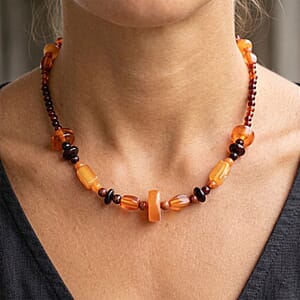 Baltic Amber Beaded Necklace in Sterling Silver (22 Inches)