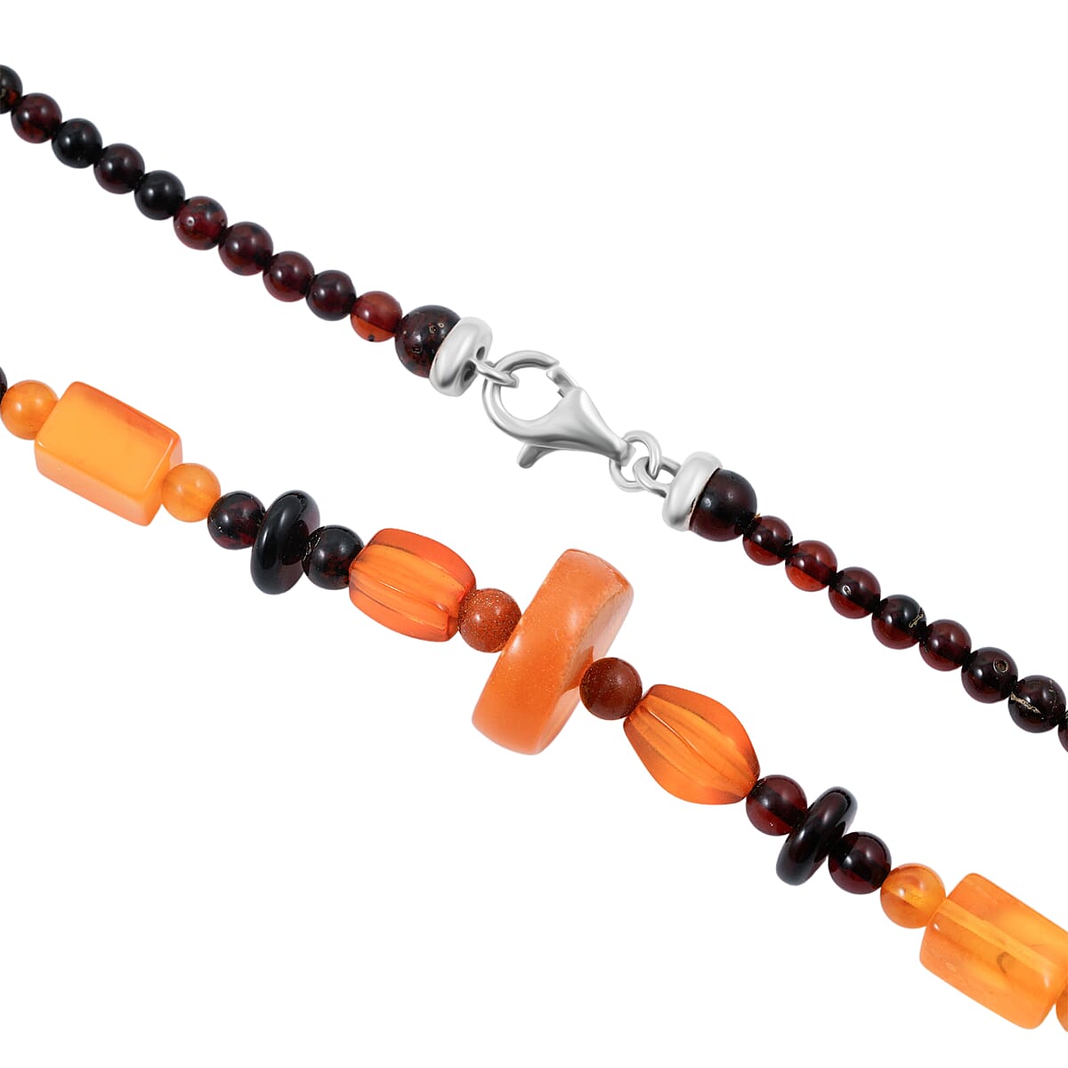 Baltic Amber Beaded Necklace in Sterling Silver (22 Inches) image number 3