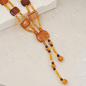 Baltic Amber Beaded Necklace in Sterling Silver (22 Inches)