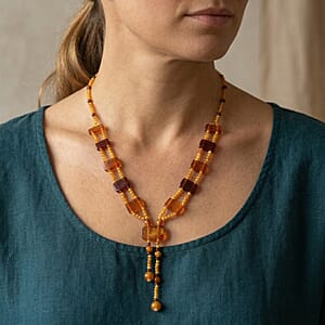 Baltic Amber Beaded Necklace in Sterling Silver (22 Inches)