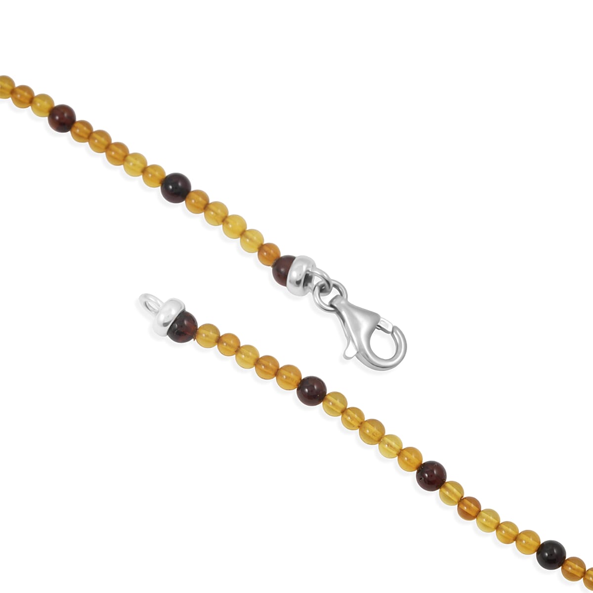 Baltic Amber Beaded Necklace in Sterling Silver (22 Inches) image number 4