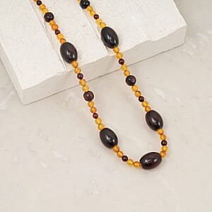 Baltic Amber Beaded Necklace in Sterling Silver (23 Inches)
