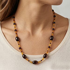 Baltic Amber Beaded Necklace in Sterling Silver (23 Inches)