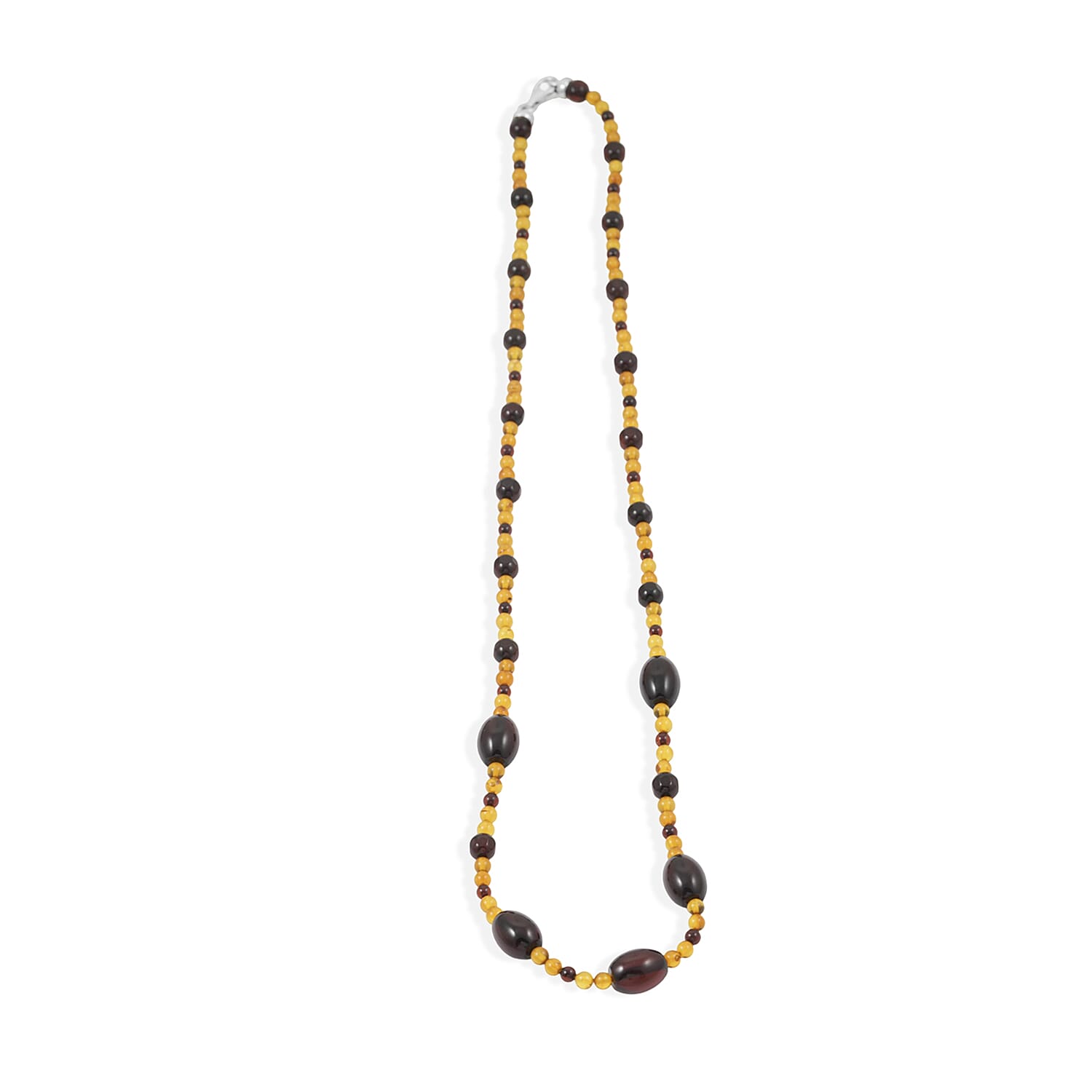 Baltic Amber Beaded Necklace in Sterling Silver (23 Inches)
