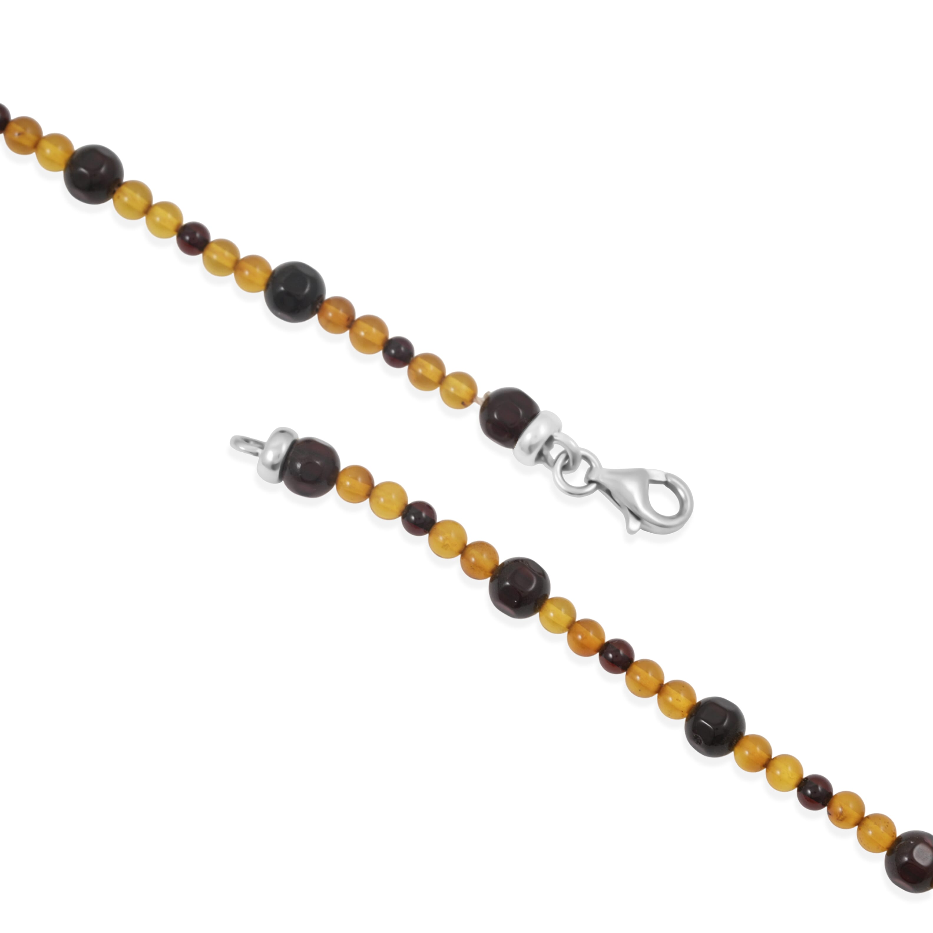 Baltic Amber Beaded Necklace in Sterling Silver (23 Inches)
