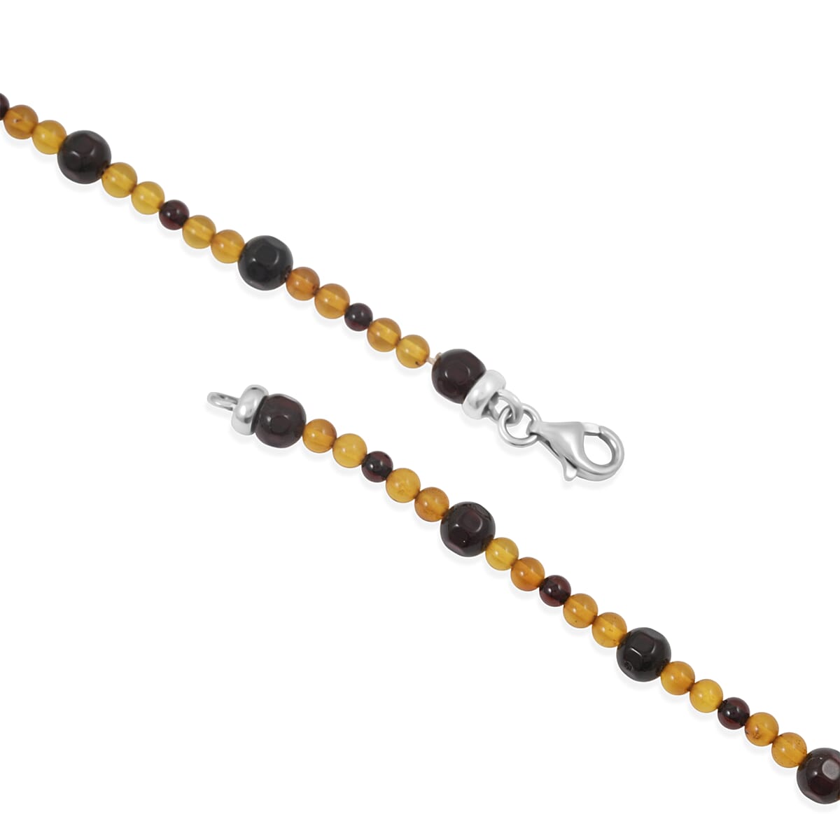 Baltic Amber Beaded Necklace in Sterling Silver (23 Inches) image number 4