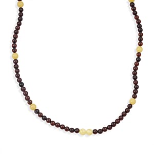 Baltic Amber Beaded Necklace in Sterling Silver (23 Inches)