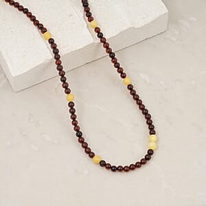 Baltic Amber Beaded Necklace in Sterling Silver (23 Inches)