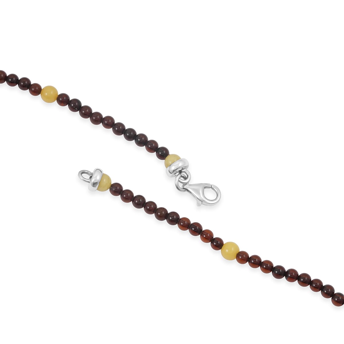 Baltic Amber Beaded Necklace in Sterling Silver (23 Inches) image number 4
