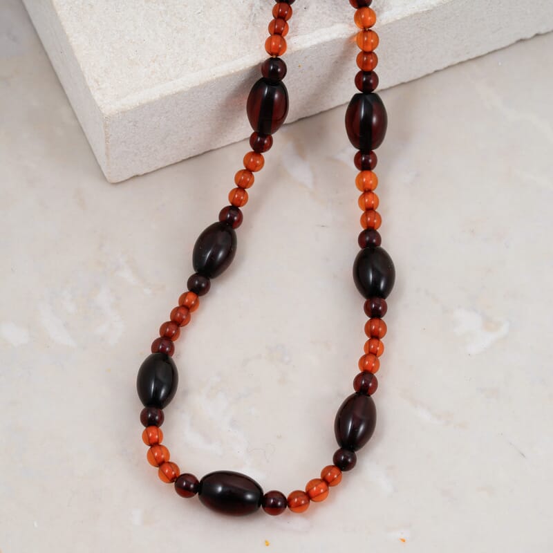 Baltic Amber Beaded Necklace in Sterling Silver (23 Inches)