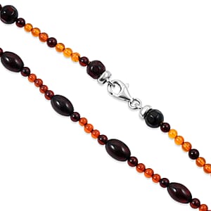 Baltic Amber Beaded Necklace in Sterling Silver (23 Inches)