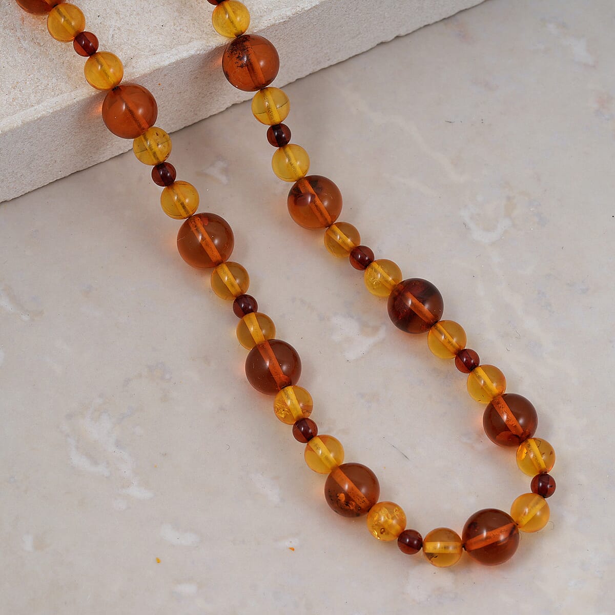 Baltic Amber Beaded Necklace in Sterling Silver (23 Inches) image number 1